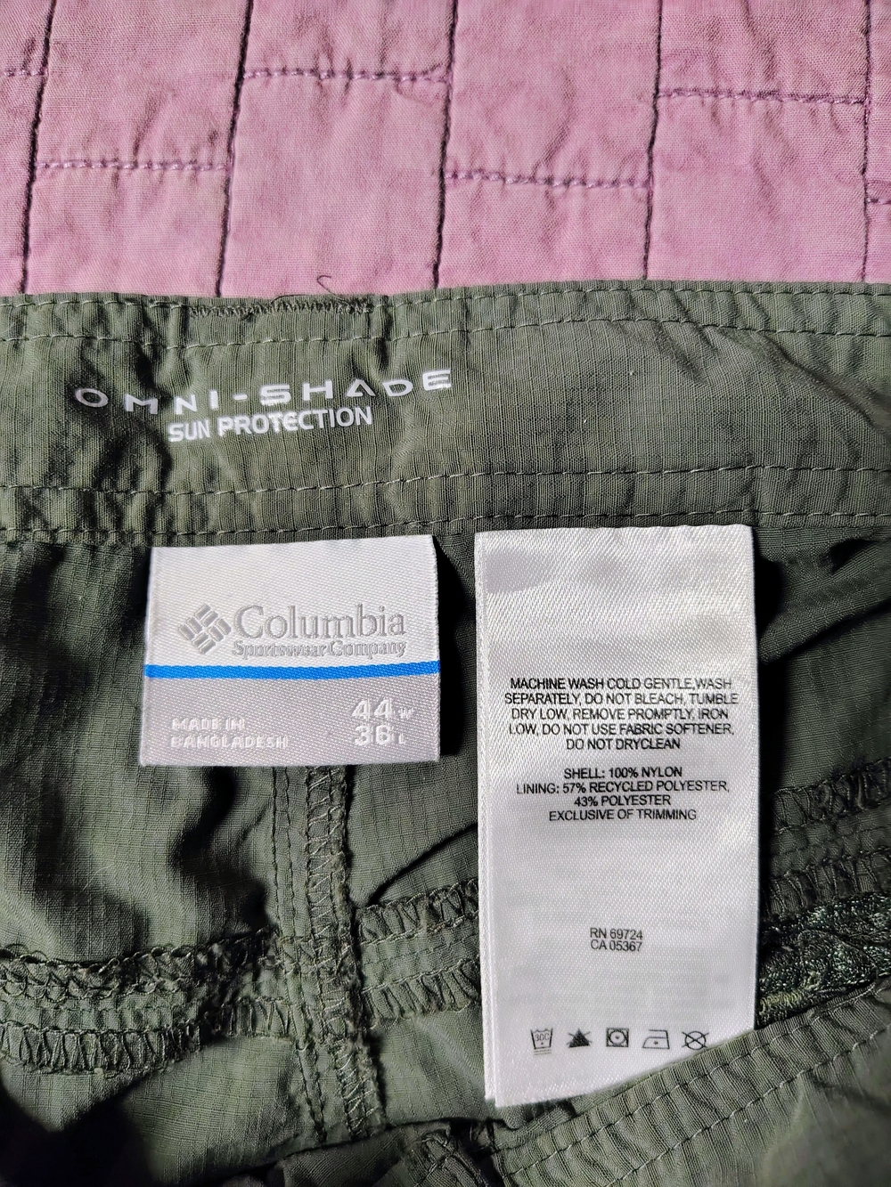 Columbia Omni-Shade Convertible Hiking Cargo Pants Mens 44x36 Olive Green Zip - Picture 4 of 8